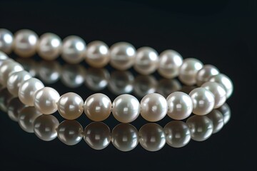 Pearl necklace on black background