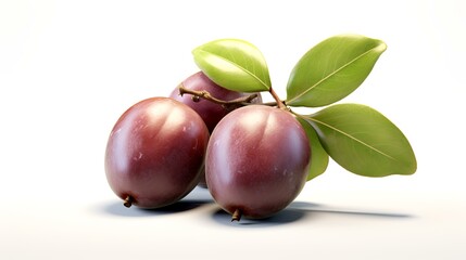 Plums isolated on a white background. 3d render illustration.