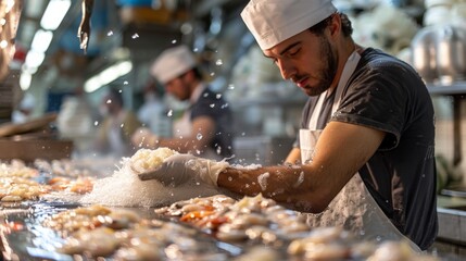 the artisanal techniques employed in processing seafood for export, ensuring quality