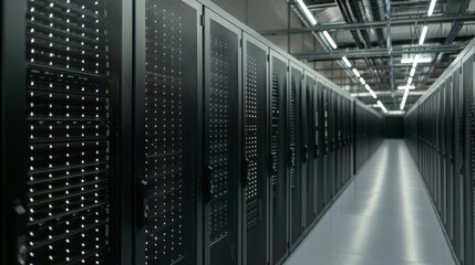 Data Center Computer Racks In Network Security Server Room Cryptocurrency Mining