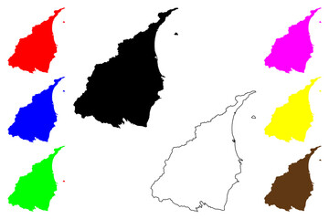 Obraz premium Yilan County (Administrative divisions of Taiwan, Republic of China, ROC, Counties) map vector illustration, scribble sketch I-lan, Ilan map....