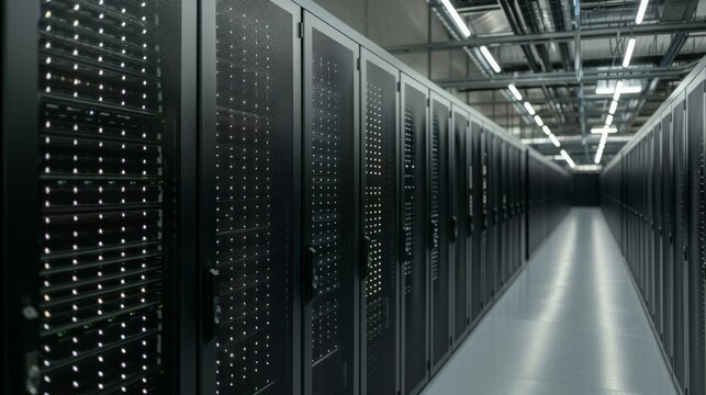 Data Center Computer Racks In Network Security Server Room Cryptocurrency Mining