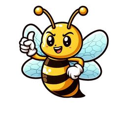 bee vector cartoon illustration isolated on transparent background - Generative AI