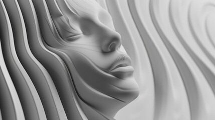 Abstract white background with wavy lines and blurred shapes for design. Abstract futuristic light soft waves, modern wallpaper, banner, or presentation background. Soft 3d rendering. White color face