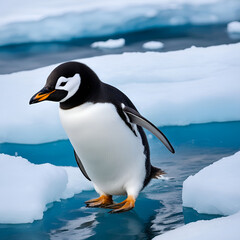 Obraz premium cute penguin on an ice floe in the ocean