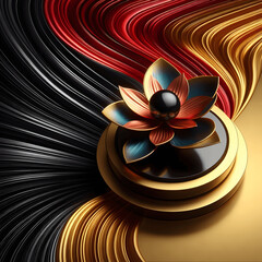 Black and red rose with Golden and Black petals, decorated with single color Background, ready for inserting on a design and adding your text