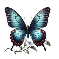 butterfly vector cartoon illustration isolated on transparent background - Generative AI