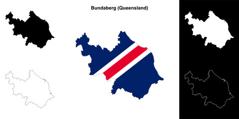 Bundaberg blank outline map set