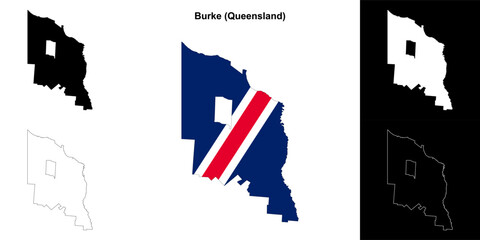 Fototapeta premium Burke blank outline map set