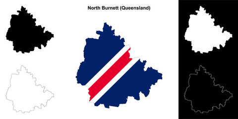 North Burnett blank outline map set