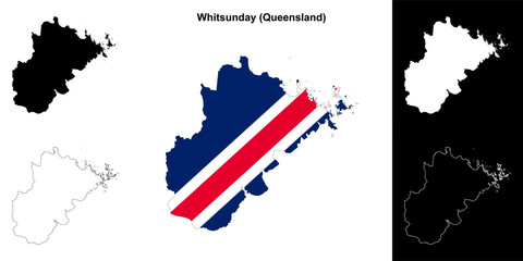 Whitsunday blank outline map set