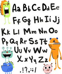 ABC. Alphabet for kids with monsters.