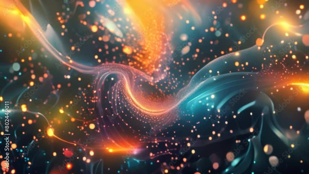 Aufkleber A mesmerizing dance of data particles, forming and dissolving into complex patterns, representing the ever-evolving nature of the metaverse.