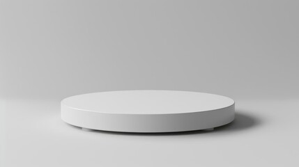 Simple white round podium, perfect for clean product demonstrations, isolated background