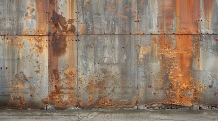 Ruststained concrete wall, perfect for industrialthemed spaces or as a dramatic background in photography