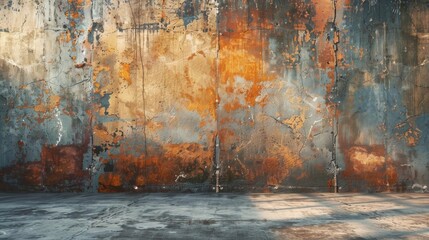 Obraz premium Ruststained concrete wall, perfect for industrialthemed spaces or as a dramatic background in photography
