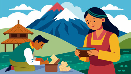 Fototapeta premium In an isolated mountain village in Nepal individuals with obsessivecompulsive disorder were highly respected for their meticulous attention to. Vector illustration