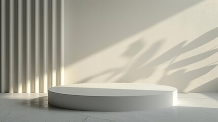 Modern and clean white round podium, ideal for tech gadgets, isolated backdrop