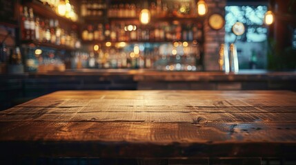 High wooden bar table in a nightclub, with a clean top perfect for drink and nightlife related advertising