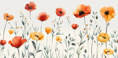 simple floral background with field of poppies