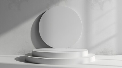 Elegant white round podium, ideal for spotlighting luxury goods, with an isolated background