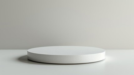 Clean and stylish white round podium for showcasing handmade goods, isolated background
