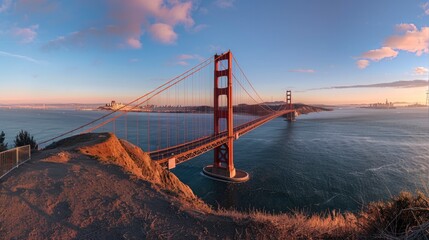 The Golden Gate Bridge,blue sky and golden hours