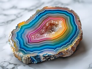 Vibrant Agate with Blue, Green, and Pink Bands