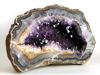 Large Quartz and Amethyst Geode Cut in Half