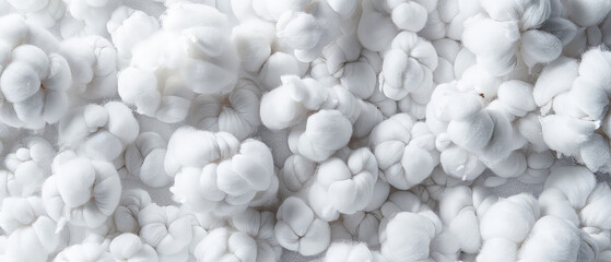 Close-up of multiple cotton bolls on fabric