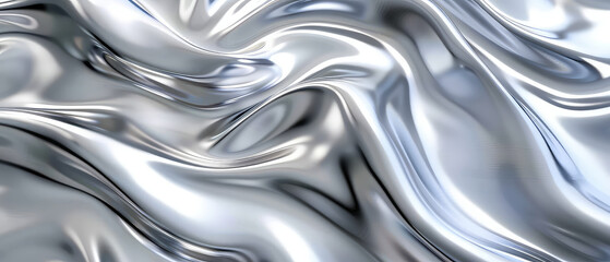 Fluid silver waves with reflections
