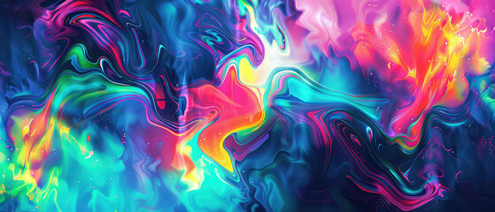 Swirling neon waves in abstract creation
