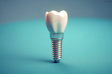 an implant is being placed between the teeth, in the style of photo-realistic still life, light gray, light blue and beige, princesscore, poster, high detailed