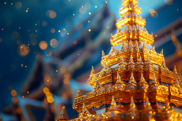 Golden pagoda in Wat Phra Kaew, Bangkok, Thailand