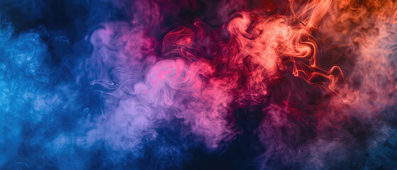 Vivid smoke dance in blue and red hues