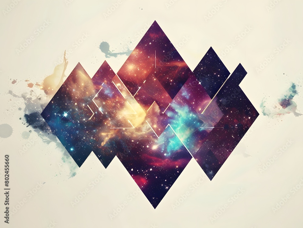 Wall mural geometric shapes and space art