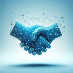 minimalist representation of networking blue low poly connectivity handshake