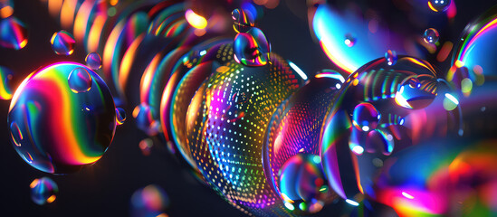 Colorful geometry and light spheres in motion - Powered by Adobe