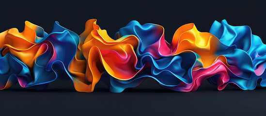 Abstract colorful flowing shapes on black