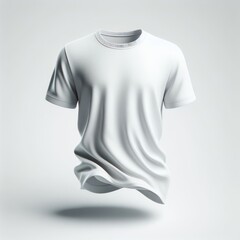 floating blank white t shirt mockup isolated on white background