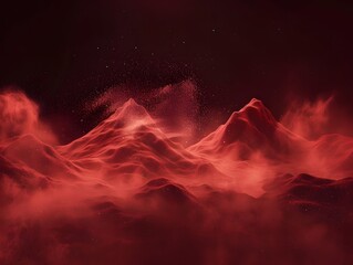 Abstract Magical Red Dust Mountains Dark Background