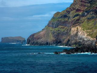 Panorama of the scenic coastline of  Sao Miguel island, Azores. 