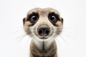 Fototapeta premium Meerkat wide angle Portrait on a white background