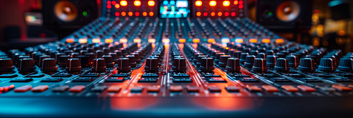 A Professional Studio with Sound Control Equipment ,
Professional music studio equipment mixing console in a live streaming session Concept Music Production Live Streaming Mixing Console Professional 