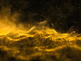 Abstract Magical Yellow Dust Mountains Dark Background