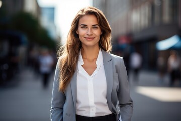 Confident Businesswoman Smiling in City