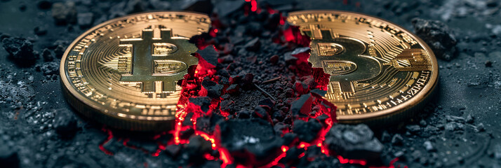 BTC Halving 2024 Illustrated by Breaking Bitcoin,
Volcano Expedition With Bitcoin Lava Flow Bitcoin Molten Crypto Concept Trending Background Photo

