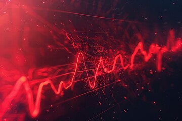 Digital cardiac pulse of human heart on dark background