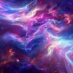 Astral Symphony: An ethereal cosmic scene where holographic 3D waves of light dance across the sky, creating a mesmerizing symphony of colors and shapes. 