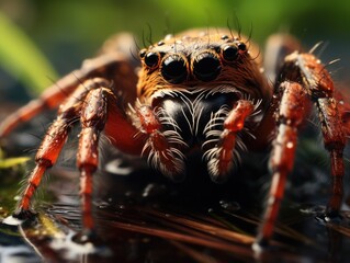 Extreme Close-Up of a Colorful Spider